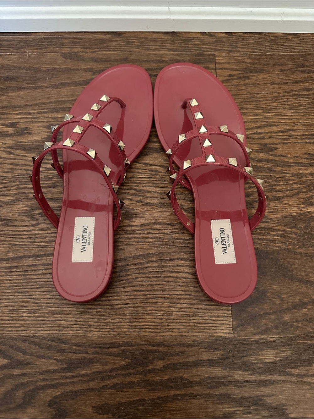 Valentino Pink Jelly Studded Thong Sandals - Picture 8 of 14